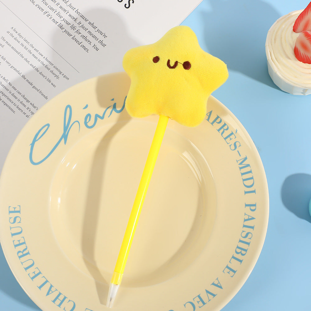 Wholesale Creative Five-pointed Star Plush Animal Ballpoint Pen