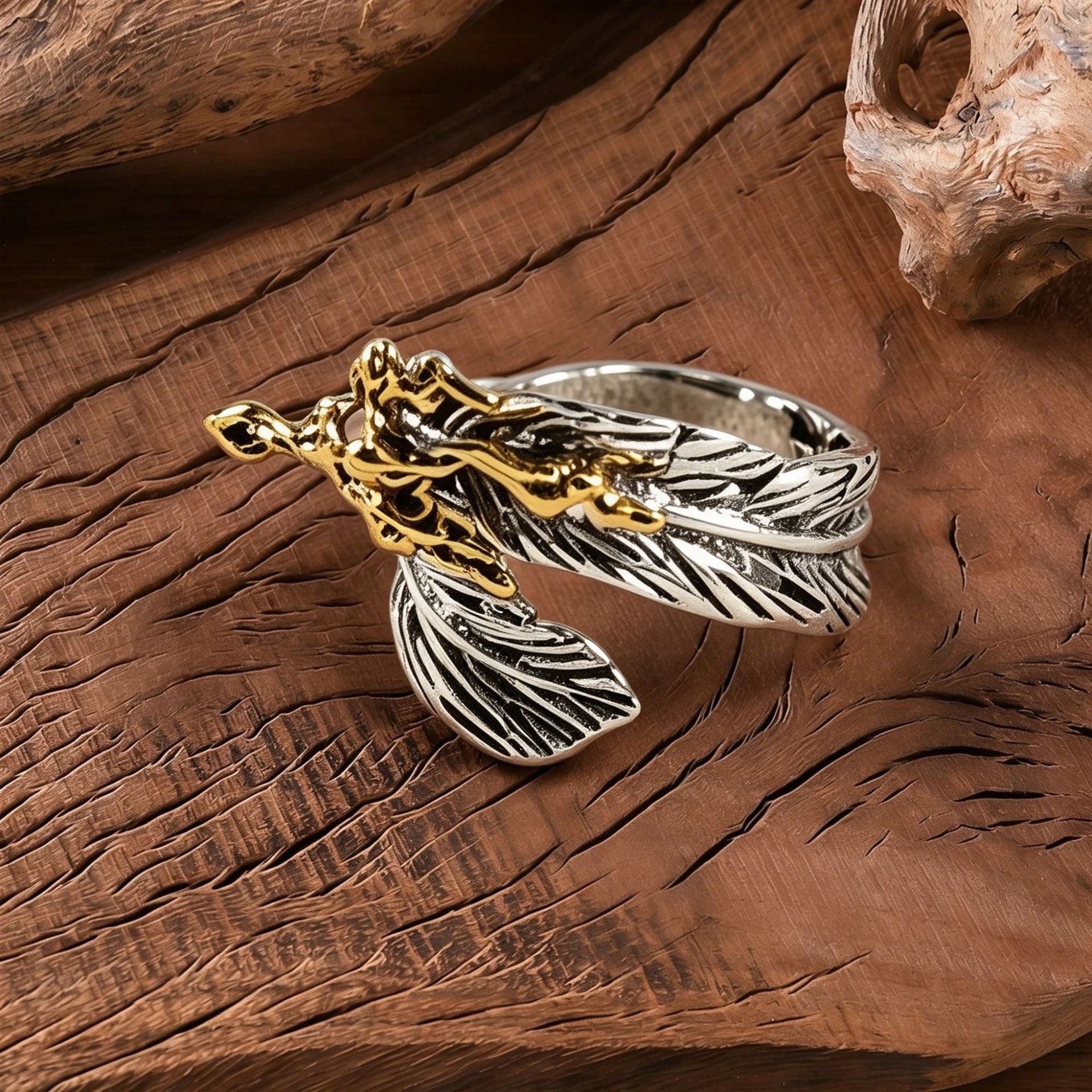 Wholesale Flame Feather Ring Zinc Alloy Vintage Style Fashion Jewelry Accessory for Everyday Wear