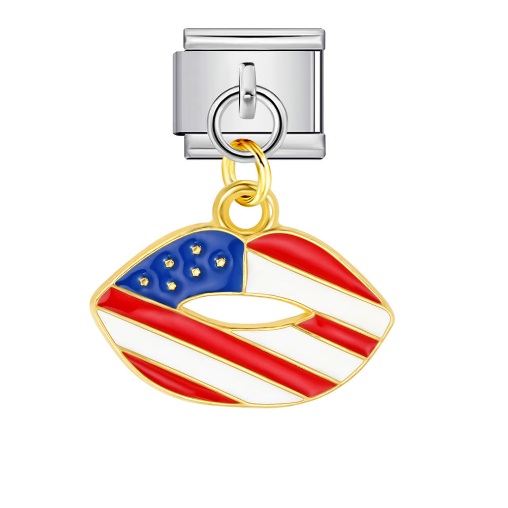 Wholesale Italian Charm Bracelet 9mm DIY Independence Day   Creative Stainless Steel Composable Bracelet