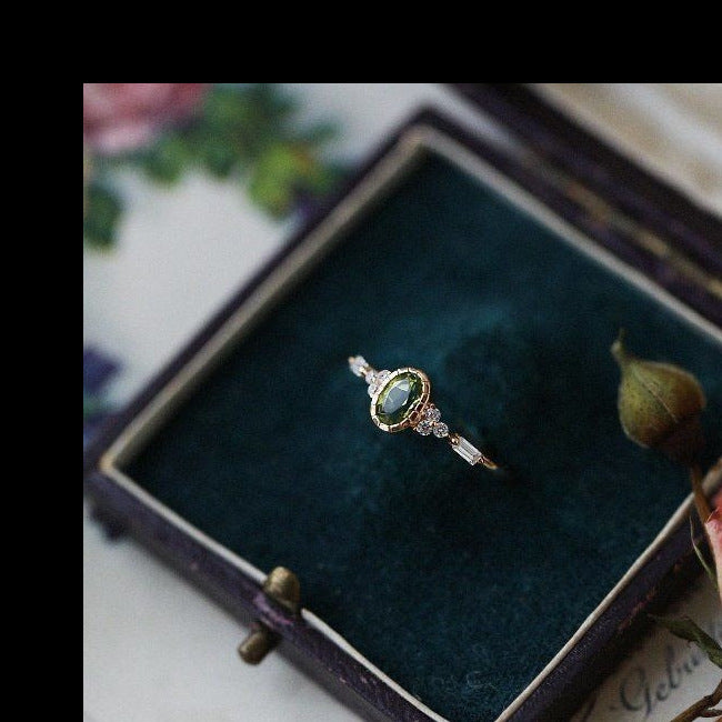 Wholesale Peridot Light Luxury Gold Plated Open Ring