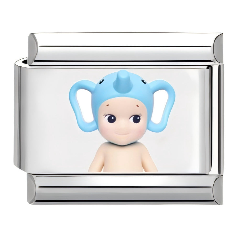 Wholesale 10pcs Italian Charm Bracelet 9mm DIY Splicing Cartoon Cute Sunshine Angel Stainless Steel Composable Bracelet