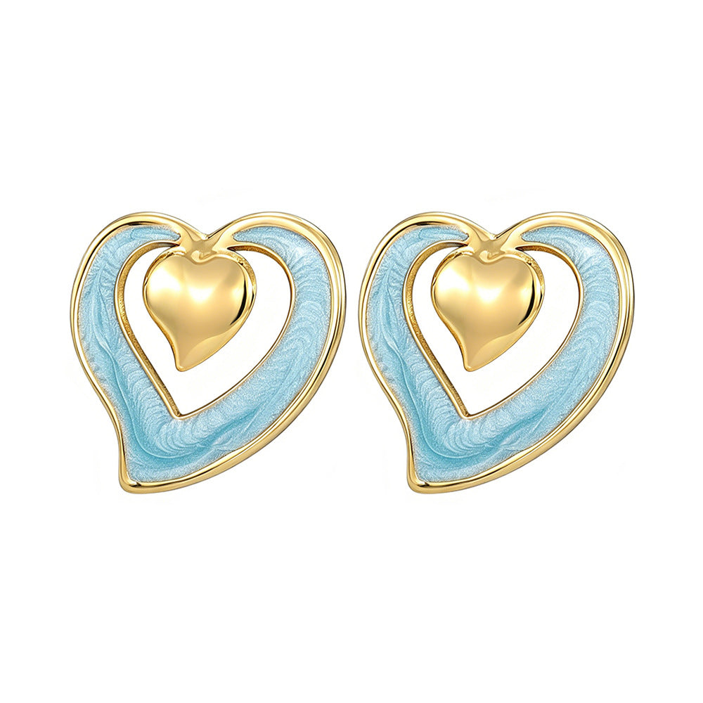 Wholesale Fashion Love Heart Earrings Stainless Steel Simple Design Trendy Jewelry for Women Boutique Resale