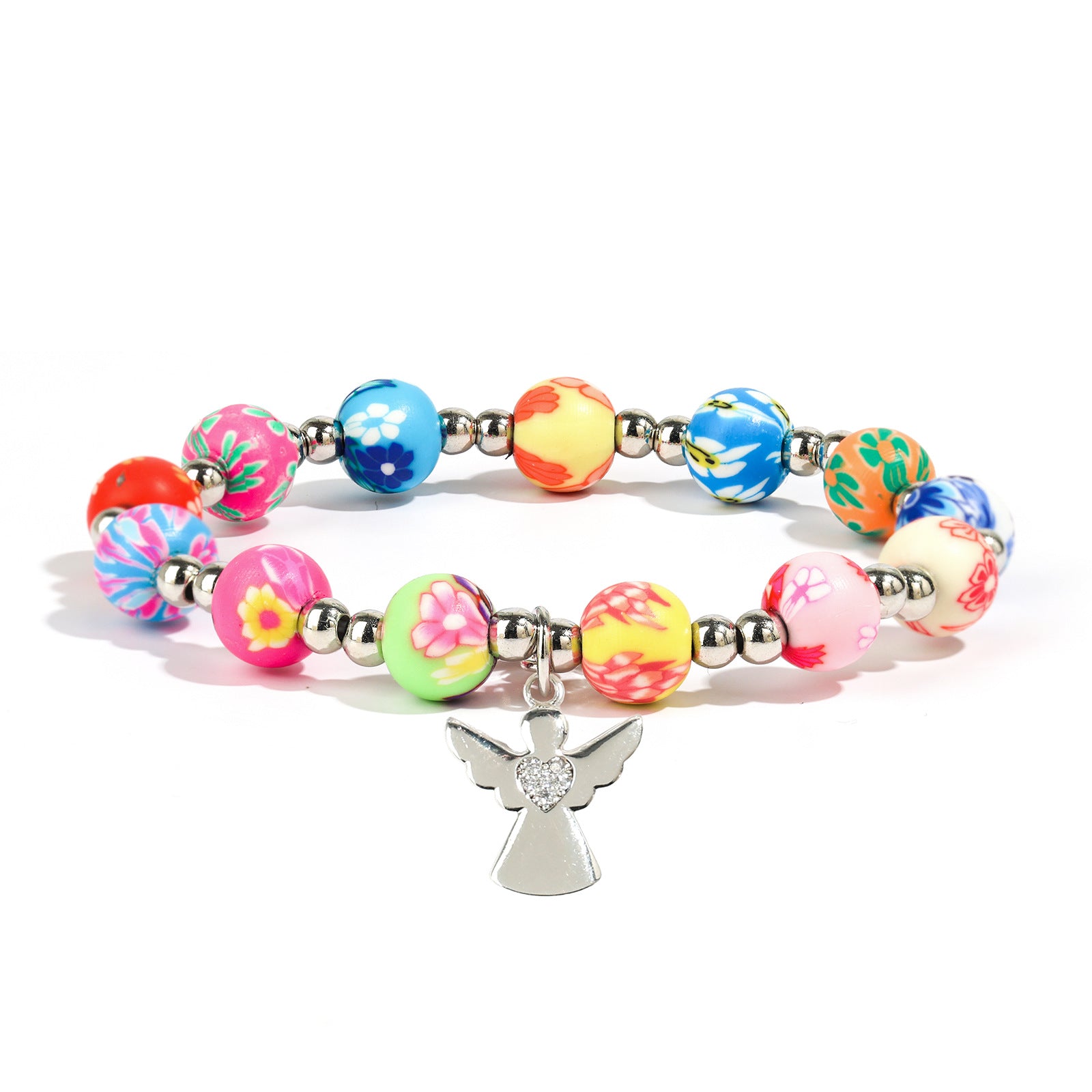 Wholesale Stainless Steel Pendant Pink Beads Diamond Ball Woven Bracelet