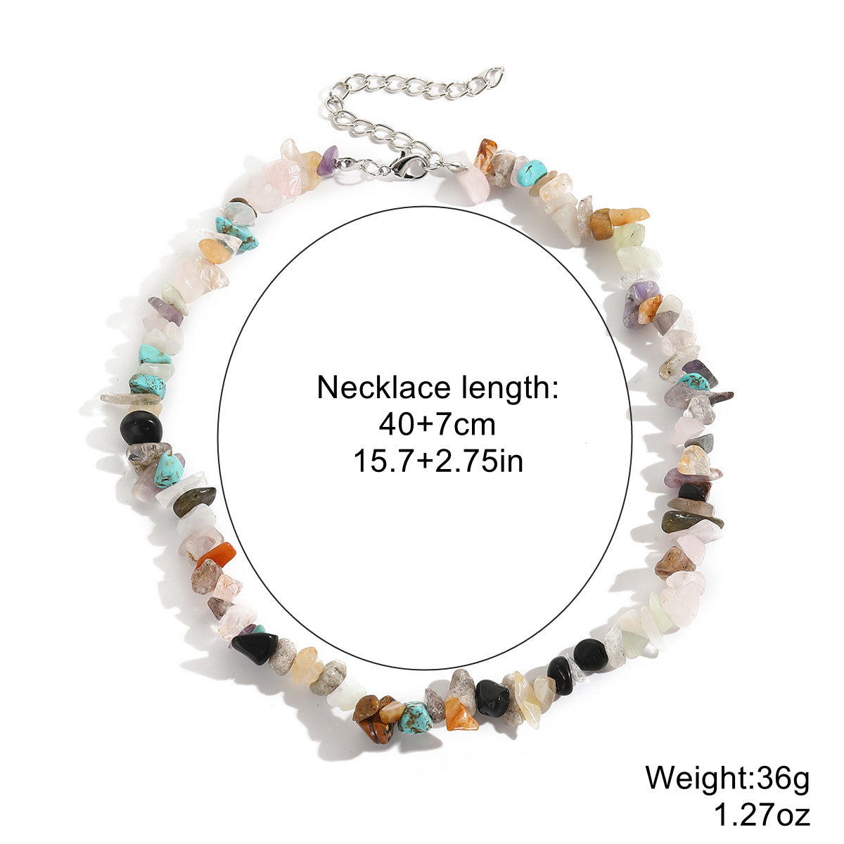 Wholesale  Necklace Bohemian Style Colorful Gravel Ins Necklace Women' s Natural Stone Beaded Necklace
