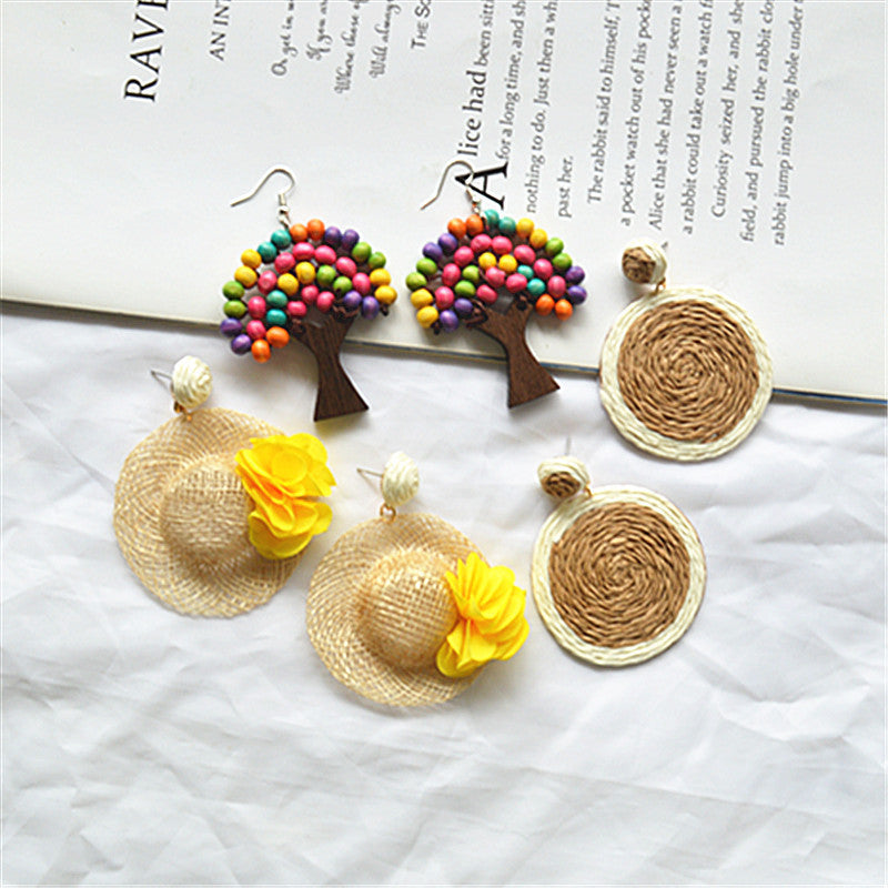 Wholesale Bohemian hand-woven earrings,  beach vacation style earrings