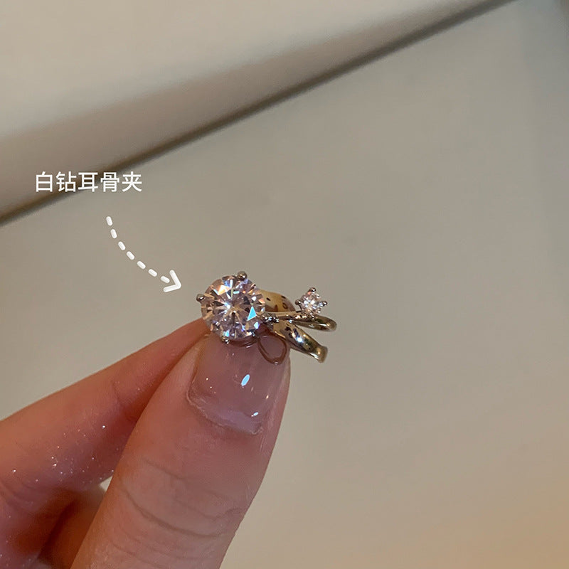 Wholesale small light bulb flash zircon ear clip earrings