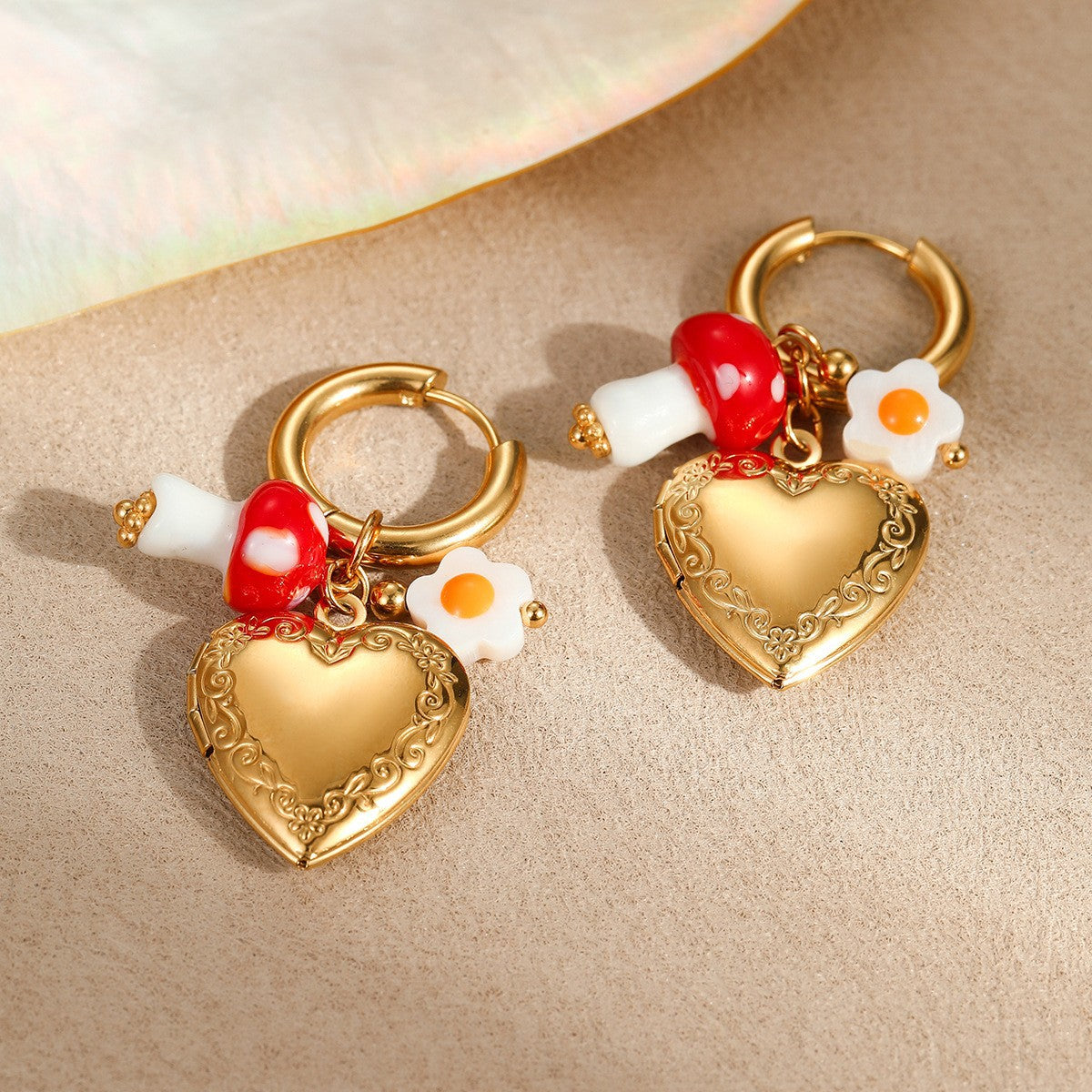 Wholesale Heart Earrings Stainless Steel Plated 18K Gold Earrings