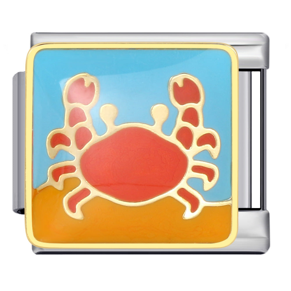 Wholesale Italian Charm Bracelet 9mm DIY Splicing Removable Seahorse Dolphin Stainless Steel Composable Bracelet