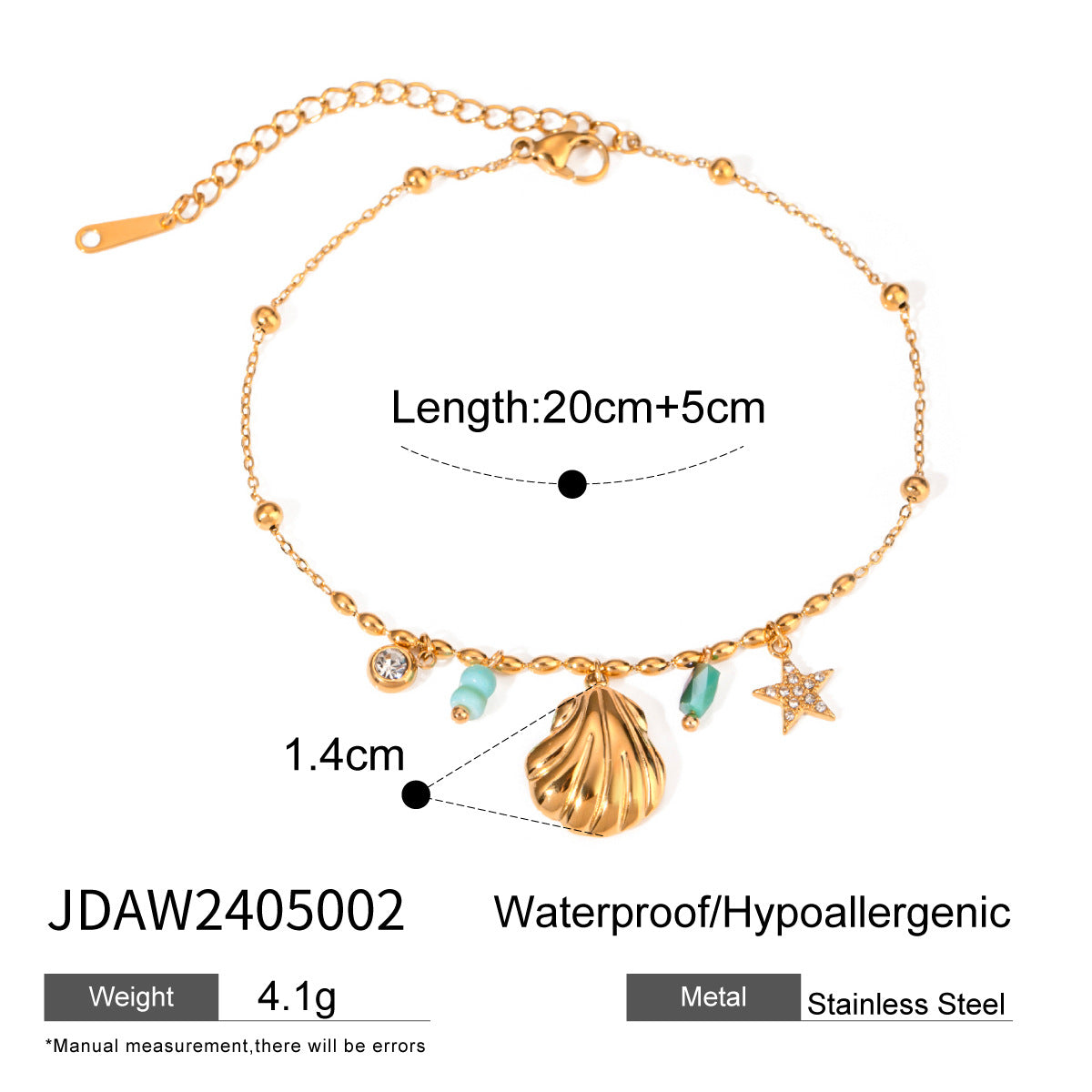 Wholesale 18k Gold Stainless Steel Shell Star Inlaid Rhinestone Necklace ACC-NE-WanXing003