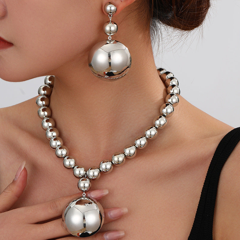 Wholesale  Big Bead Punk Collar Collar Chain Geometric Beads Beaded Necklace