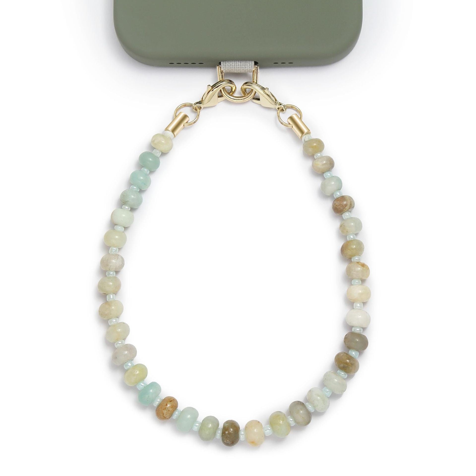 Wholesale Natural Stone Phone Chain - Quartz Flat Bead Phone Lanyard,  Unisex Fashion Accessory for Gift or Resale