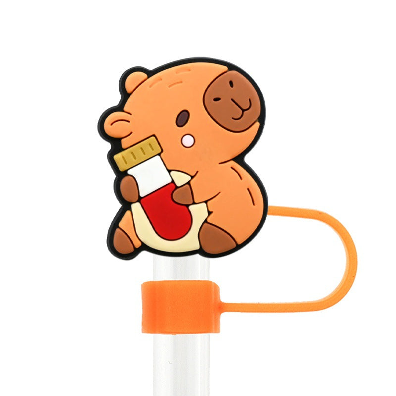 Wholesale Random 100pcs cartoon medical   10mm PVC Soft Straw Tube Cap