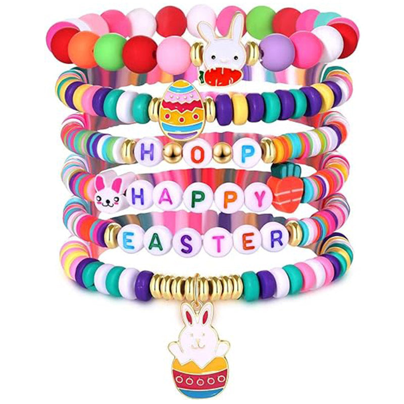 Wholesale Easter Colorful Soft Ceramic Bracelet Set
