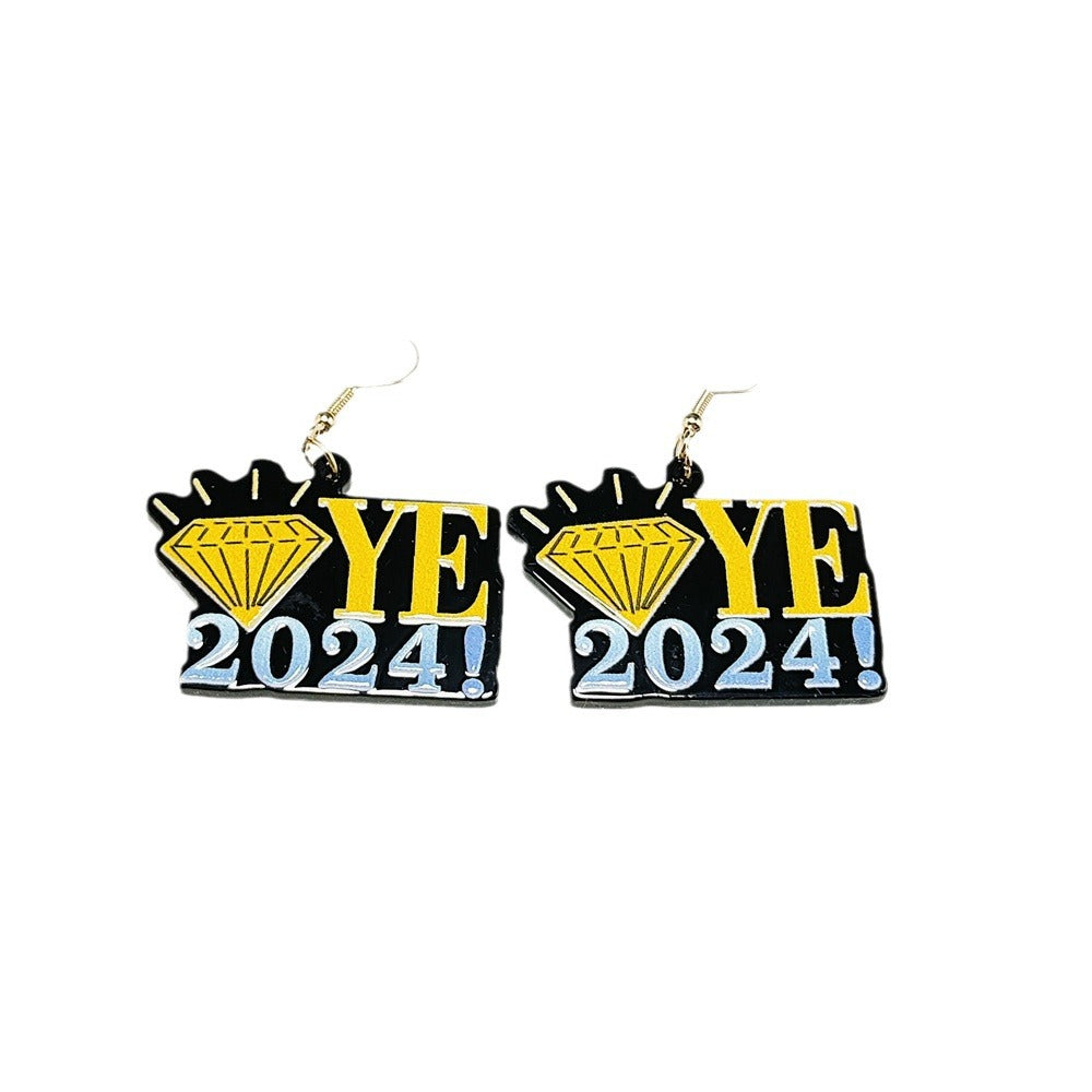 Wholesale Cute Creative Star Acrylic Plate Printed Earrings ACC-ES-Qiyu020