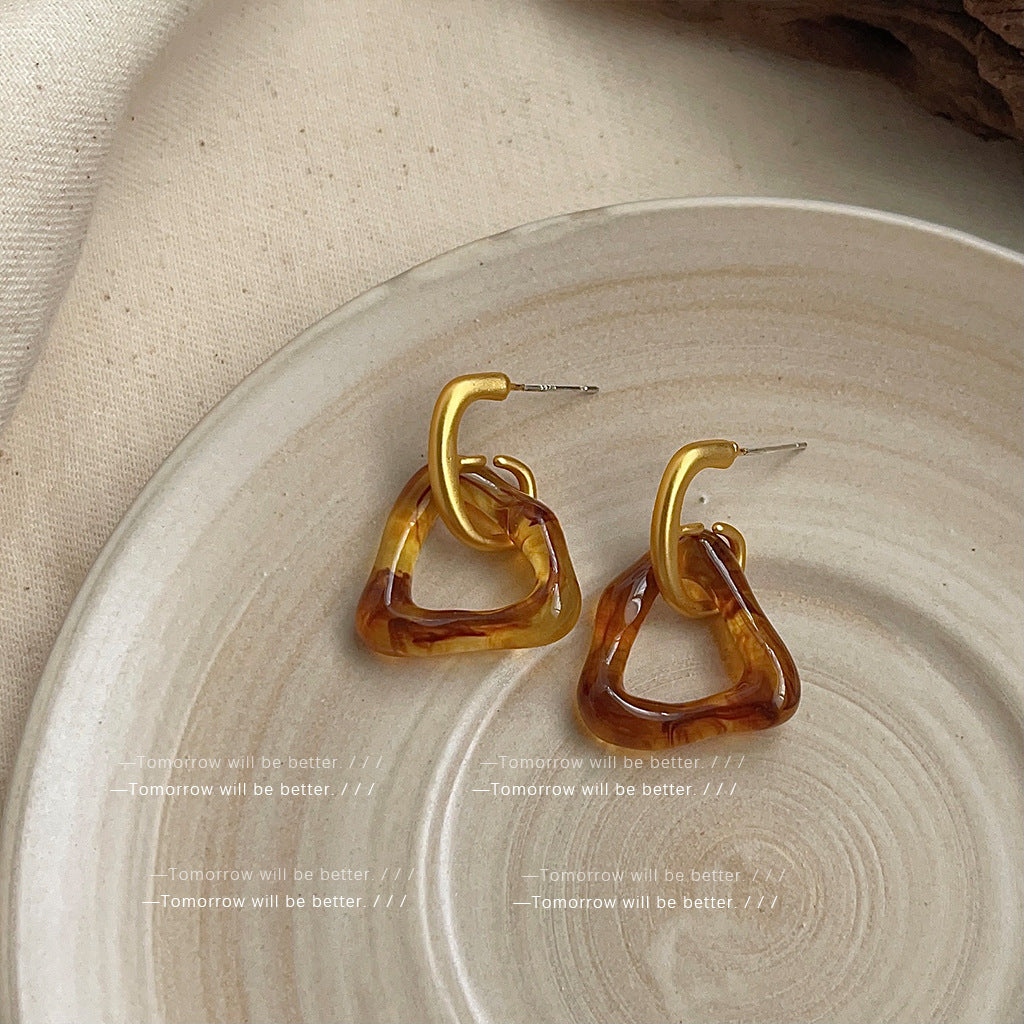 Wholesale Retro Coffee Color Earrings Geometric Blooming Acrylic Earrings ACC-ES-Eryu006