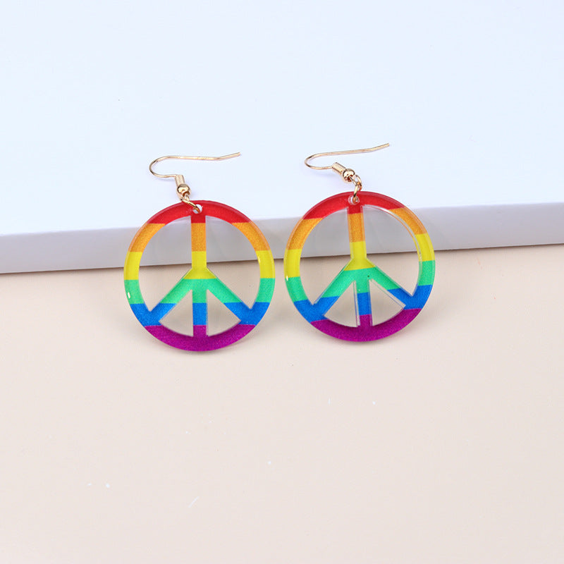 Wholesale Rainbow LGBT Pride Month Heart Shape Rainbow Dragonfly Acrylic Earrings ACC-ES-DA014
