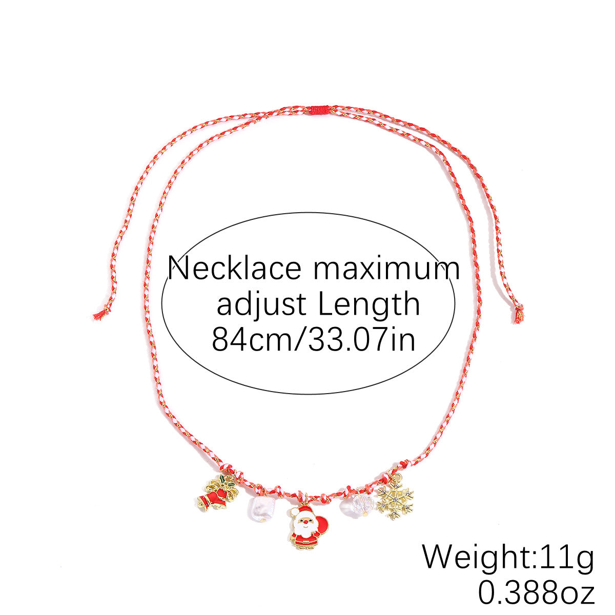 Wholesale Christmas Braided Colorful Cord Adjustable Necklace