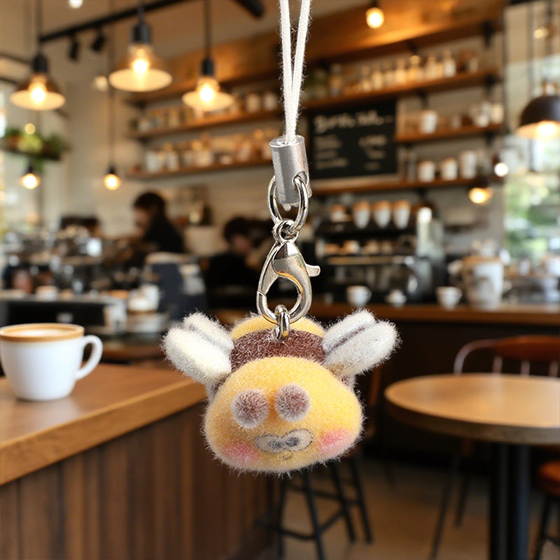 Wholesale Flocking cute cartoon bee keychain
