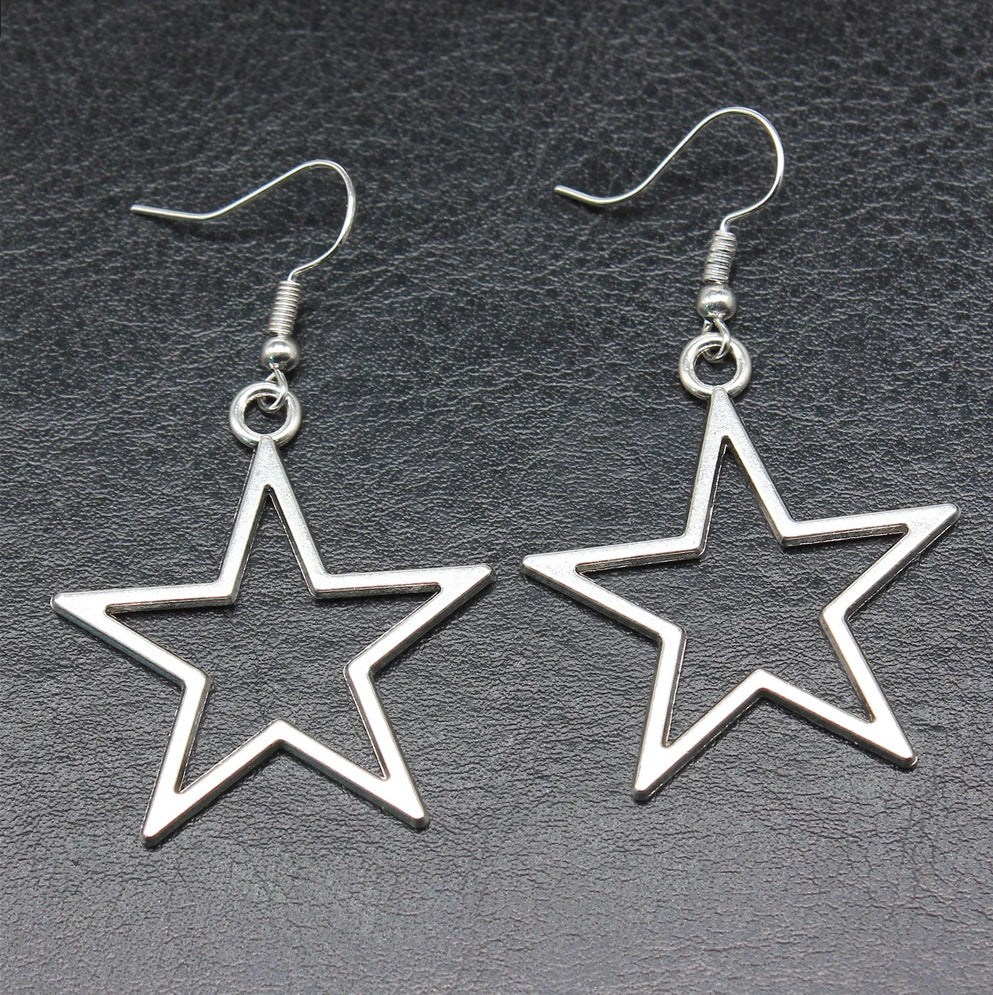 Wholesale  simple retro Silver 36 x33mm hollow star pendant necklaces