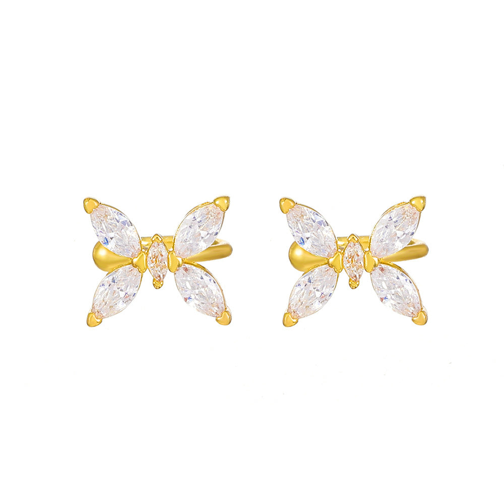Wholesale Trendy Butterfly Ear Cuff For Women Copper Zirconia Ear Clip No Piercing Earring Boutique Jewelry Accessory
