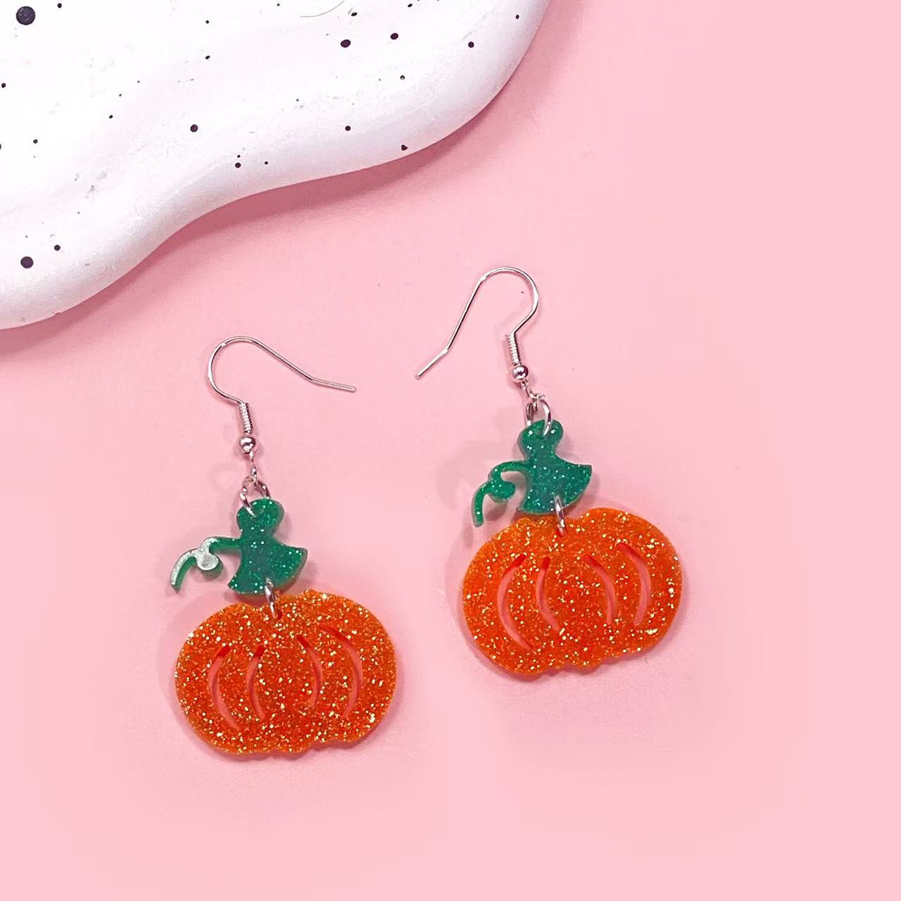 Wholesale Acrylic  Earrings Cute Bat Pumpkin Ghost Party Jewelry Accessory