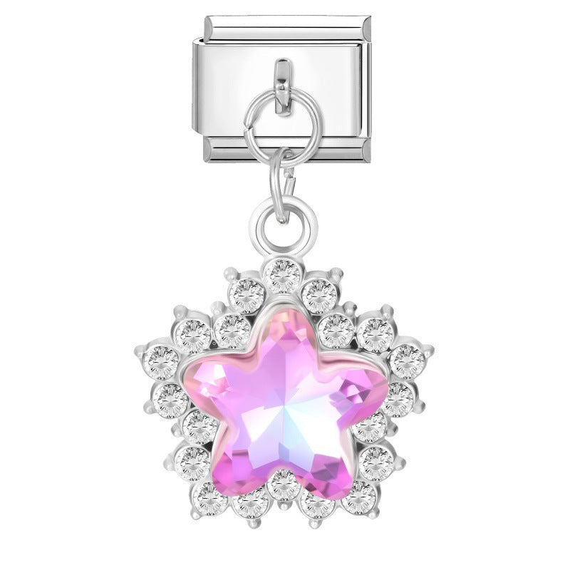 Wholesale  Italian Charm Bracelet 9mm DIY  Star Pendant Creative Stainless Steel Composable Bracelet