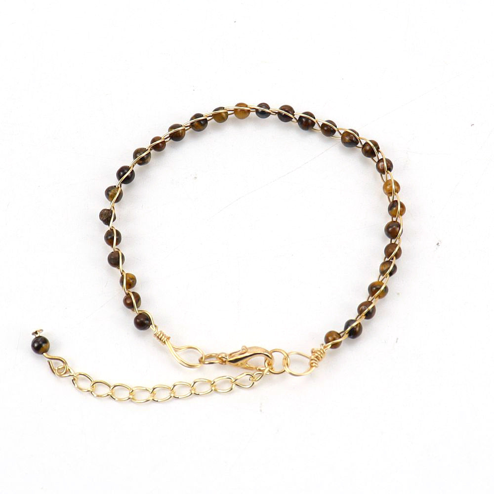 Wholesale Handmade Gold Wrapped Red Agate Crystal Bracelet Fashion Jewelry Accessory for Women Gift