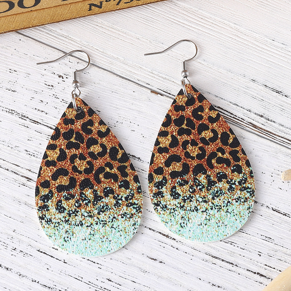 Wholesale Vintage Western Style Leopard Print Leather Earrings ACC-ES-ChuLian041