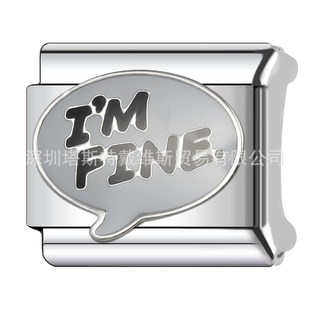 Wholesale  Italian Charm Bracelet 9mm DIY English Word Series Creative Stainless Steel Composable Bracelet