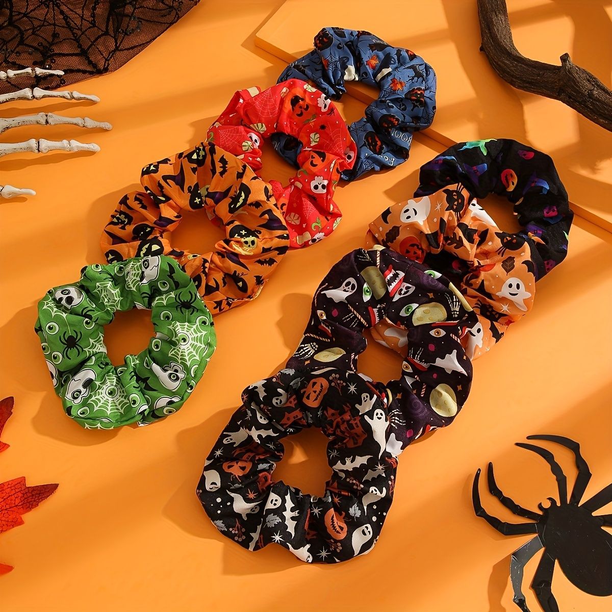 Wholesale Halloween Printed Fabric Hair Scrunchies ACC-HS-Mulin001