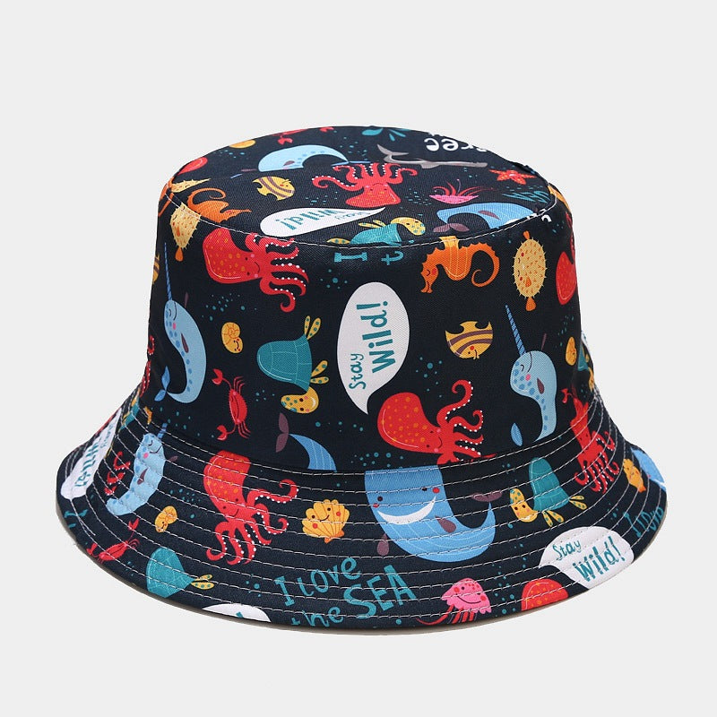 Wholesale Ocean Animal Pattern Double Sided Bucket Hat ACC-HT-LvYi008