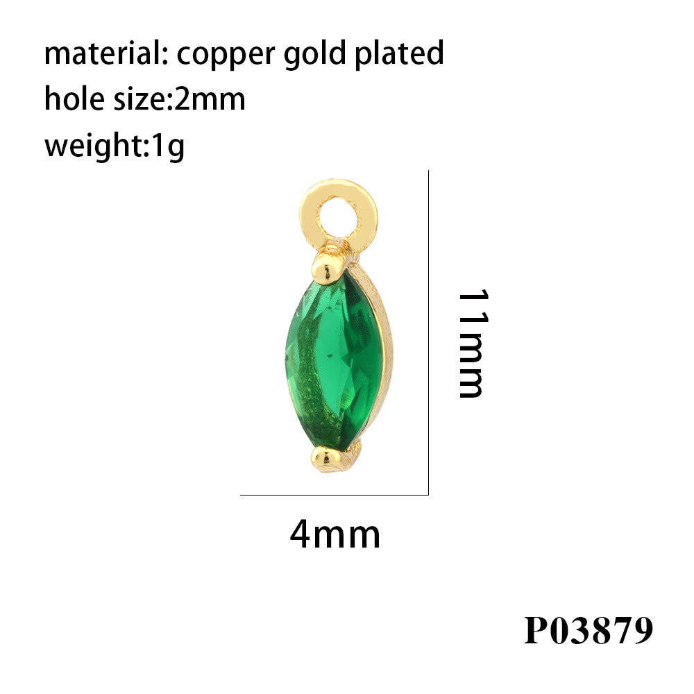 Wholesale 18K gold-plated micro-inlaid zircon colorful geometric marquise pendant