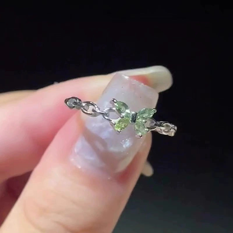 Wholesale Green Rhinestone Butterfly Ring