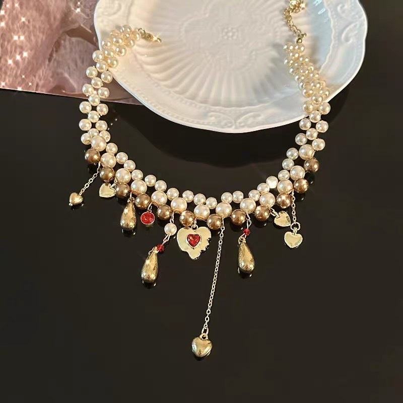 Wholesale Vintage Multi Layer Imitation Pearl Necklace With Alloy Gemstone Accents Stylish Women S Layering Jewelry And Fashion Accessory For Gift