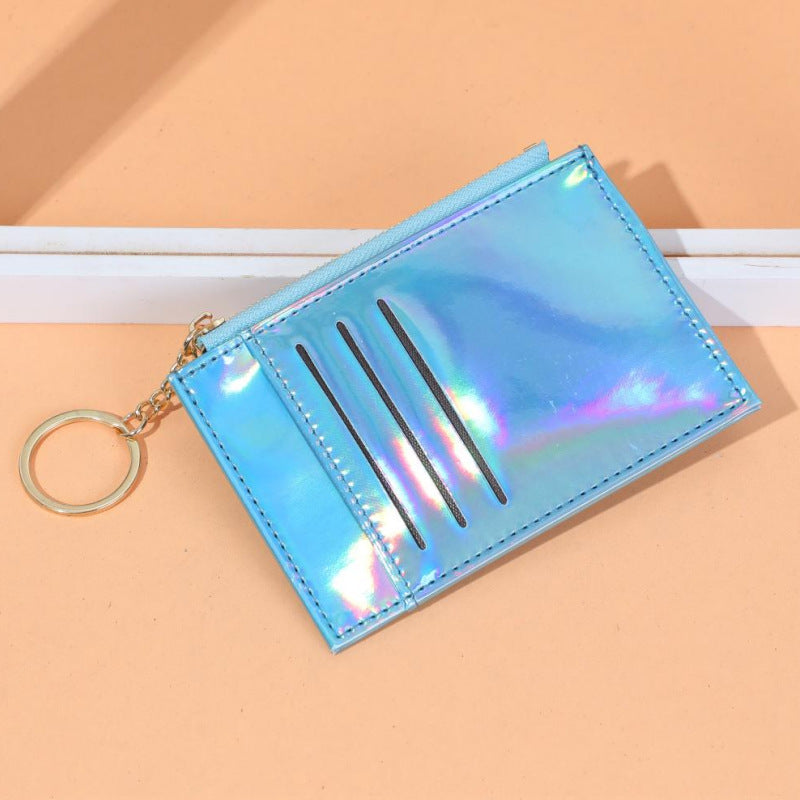 Wholesale Trendy Laser Pattern Card Wallet With Zipper Coin Pocket In PU Leather Unisex Everyday Chic Accessory For Boutique Gift