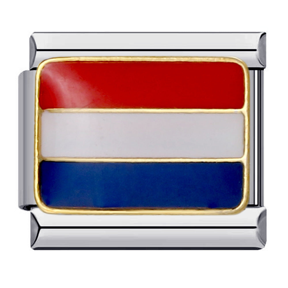 Wholesale Italian Charm Bracelet Flag Flag Stainless Steel Composable Bracelet