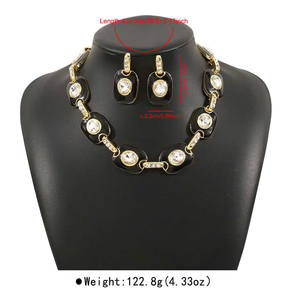 Wholesale diamond square palace style  design all-match exquisite necklace earrings set