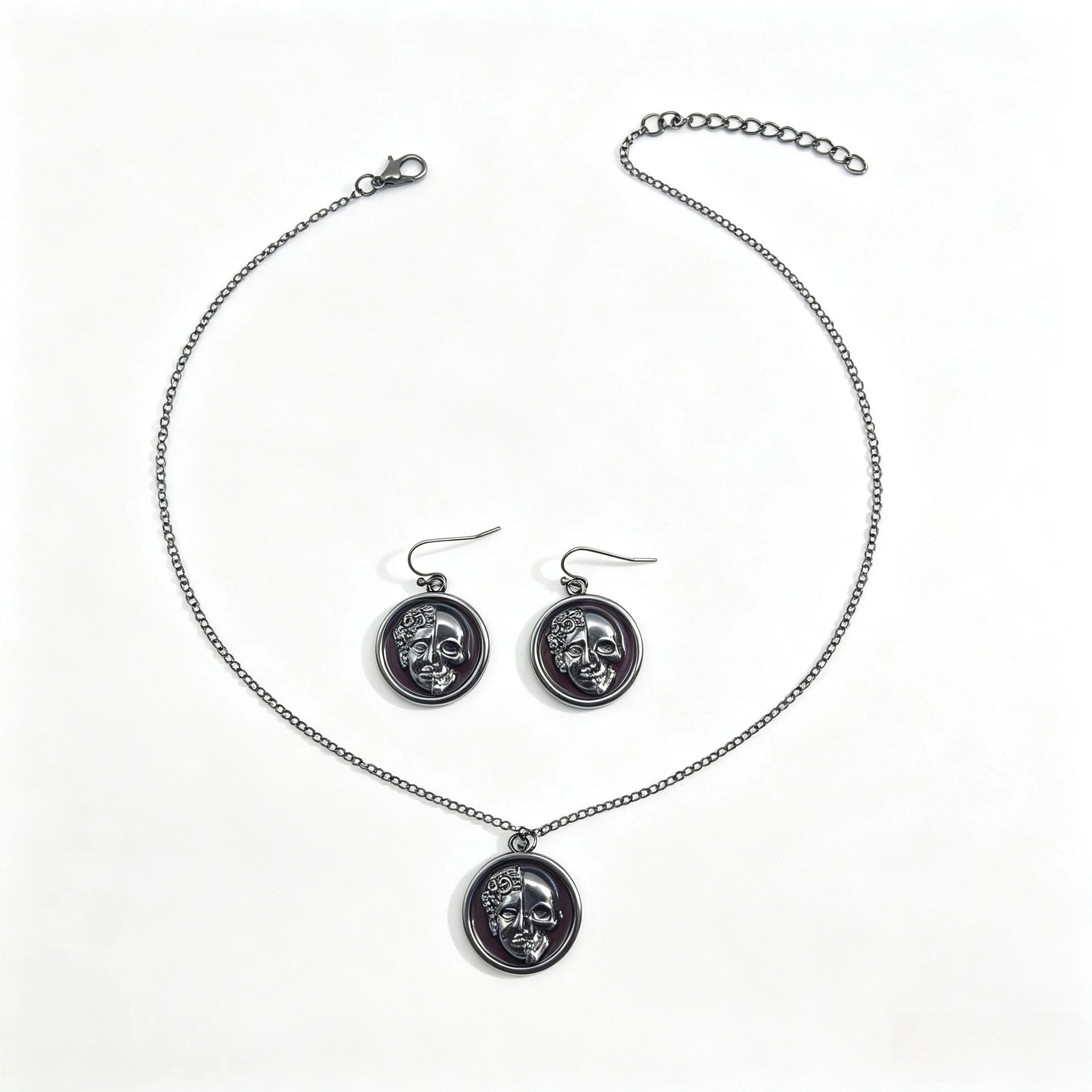 Wholesale Zinc Alloy Electroplated Gothic  Necklace Earrings Set Trendy Jewelry Accessory Gift Boutique Resale