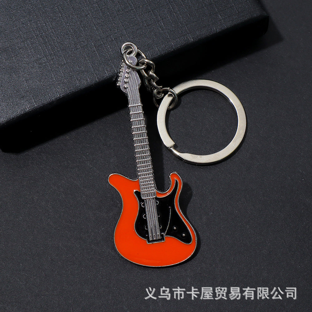 Wholesale Metal Guitar Music Festival Musical Instrument Creative Pendant Metal Paint Keychains ACC-KC-KaWu006