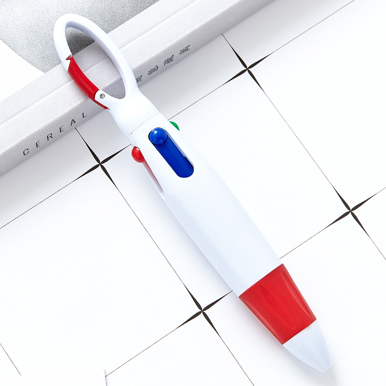 Wholesale Carabiner Four Color Jumping Plastic Ballpoint Pen Pocket Pen ACC-PN-HuaHao013