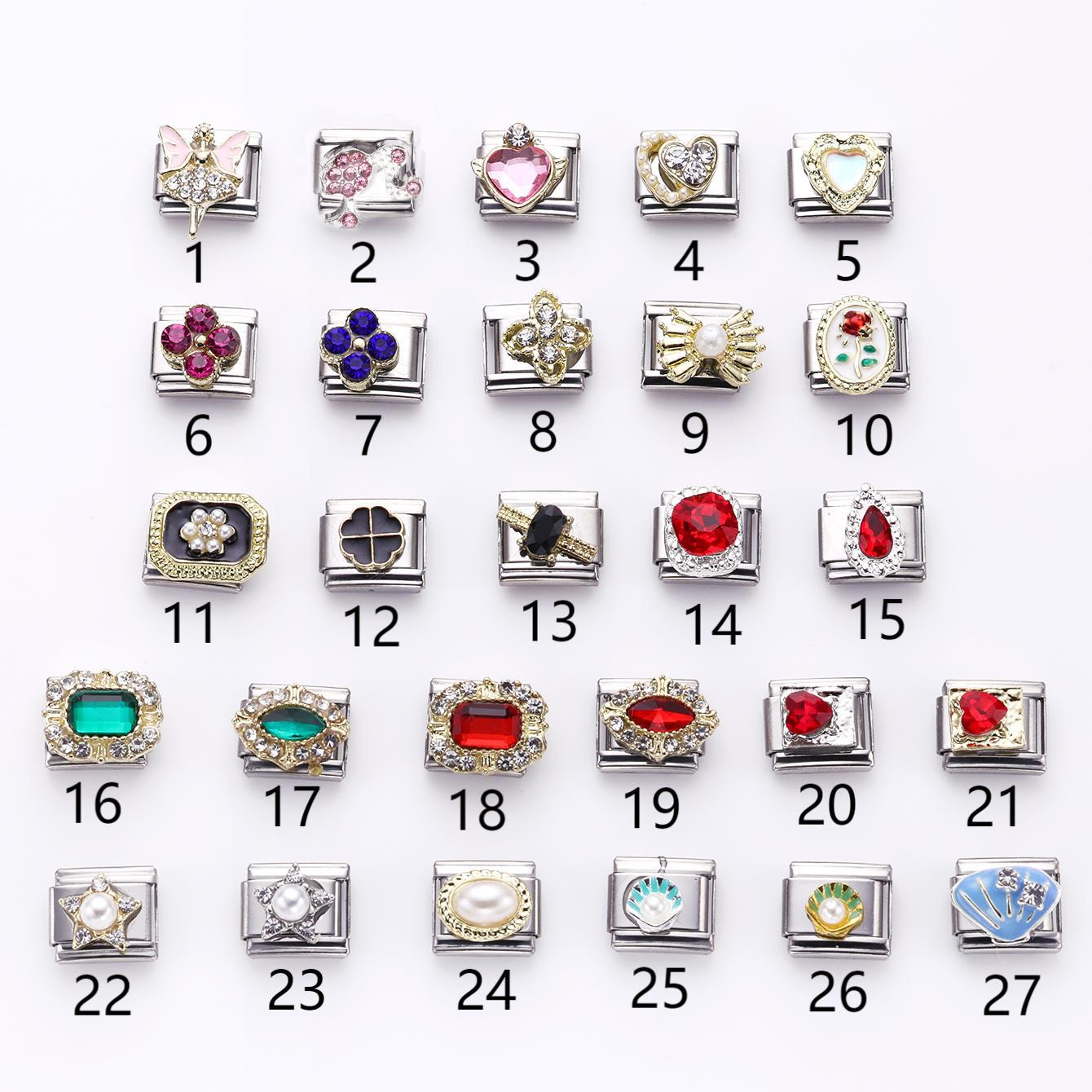 Wholesale 10pcs Italian Charm Bracelet 9mm DIY Splicing Heart Shell Stainless Steel Composable Bracelet