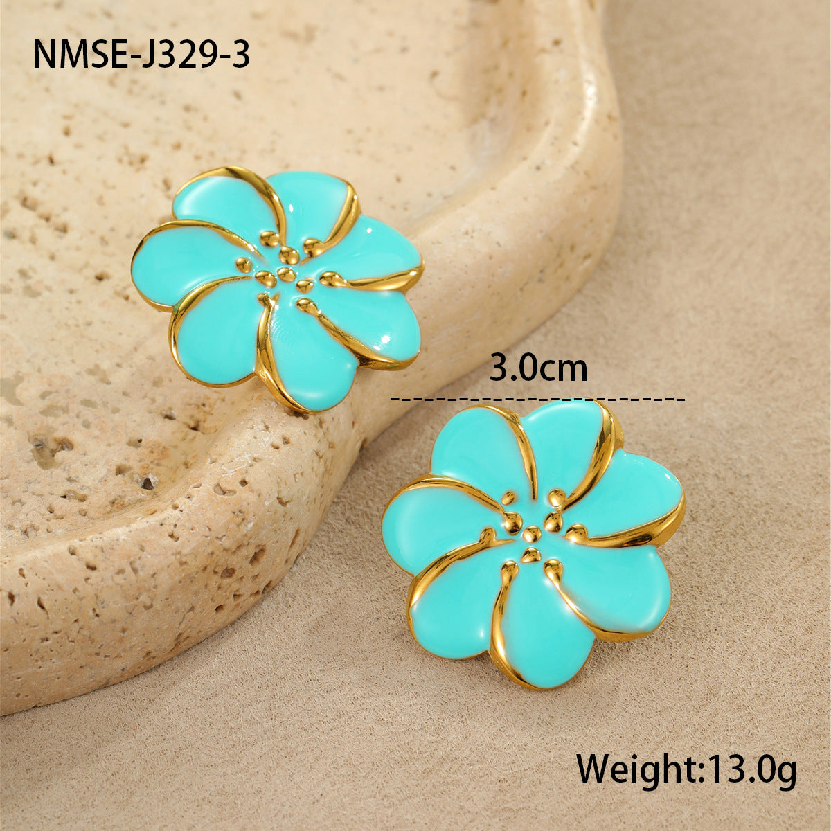 Wholesale Flower oil drop earrings stainless steel ring