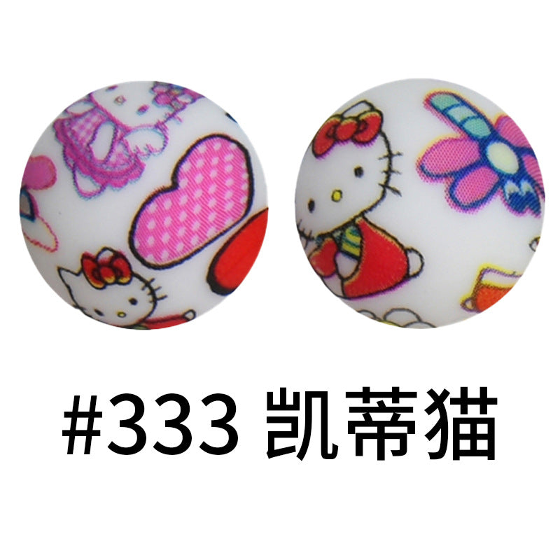 Wholesale 50pcs 15mm Western Style Leopard Skull Color Aztec Printed Silicone Balls Beads ACC-BDS-HeSheng004