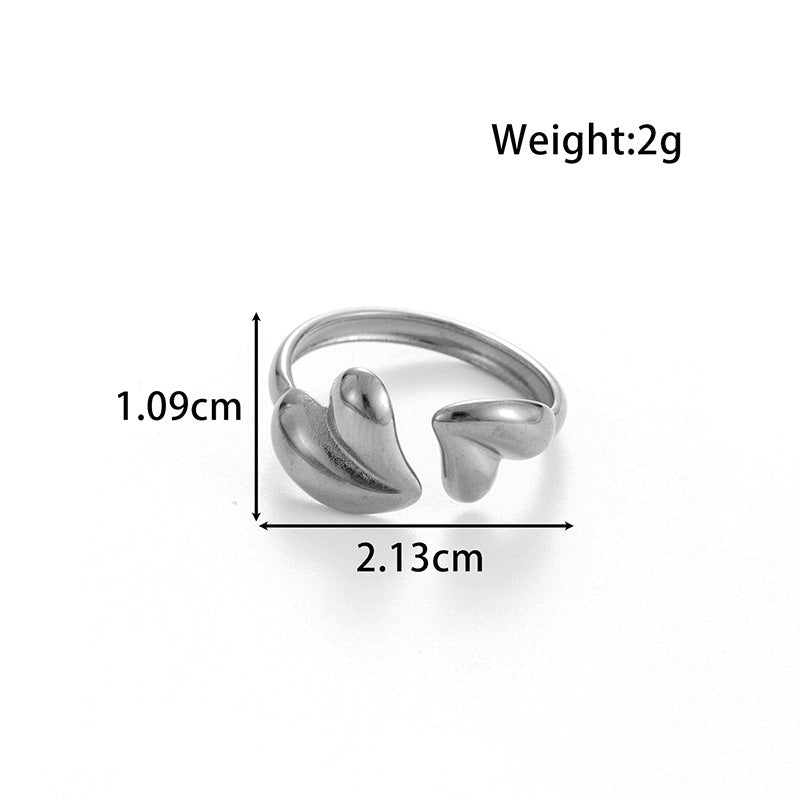 Wholesale Titanium Steel Love Heart-shaped Bow  Cute Sweet Opening Adjustable Ring