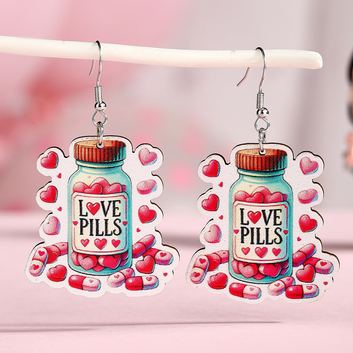 Wholesale  Nurses Festival Wooden Earrings Cute Love Stethoscope Earrings