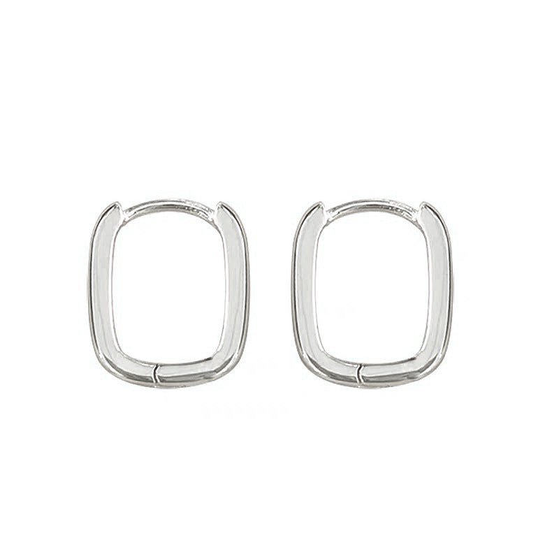 Wholesale S925 sterling silver U-shaped earrings geometric square all-match earrings