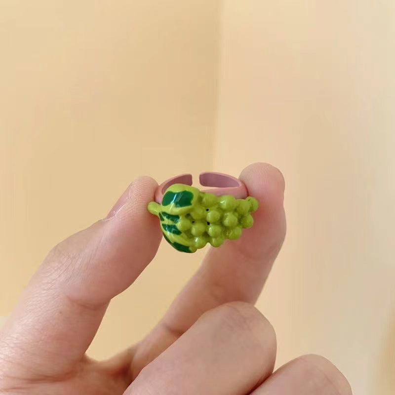 Wholesale  Color Drop Glaze Cartoon Fruit Ring