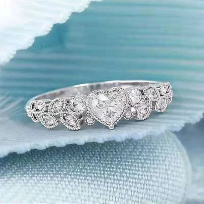 Wholesale Blue Ocean Heart Ring Women S Alloy Fashion Jewelry Accessory Gift For Boutique Resale