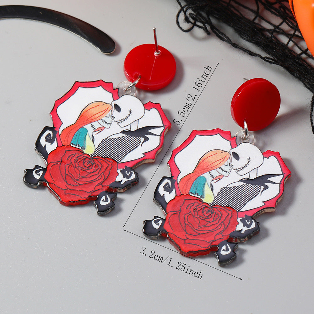 Wholesale Halloween Acrylic Nightmare Before Christmas Print Earrings ACC-ES-Haoc001
