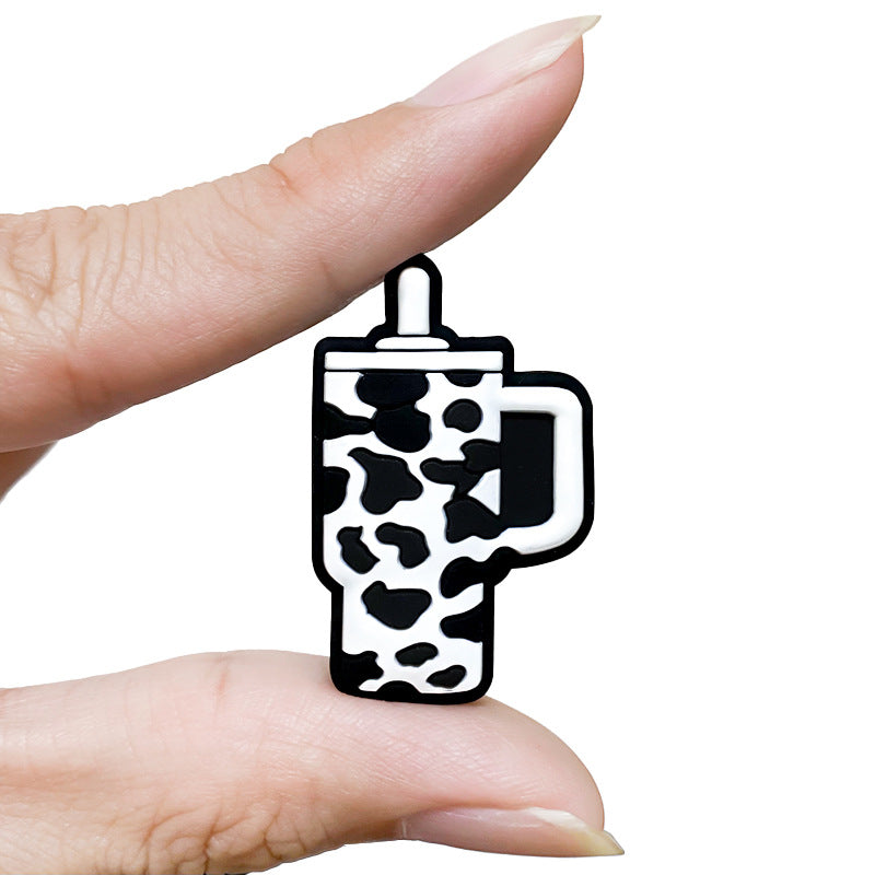 Wholesale 10pcs Focal Beads Cow Pattern Ice Cup Silicone DIY For Beaded Pen